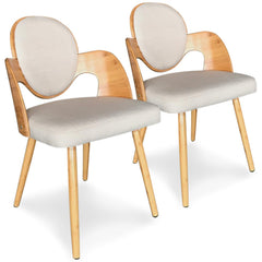 Lot de 2 chaises scandinaves Galway Bois Naturel Et Tissu Beige