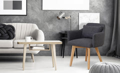 Fauteuil scandinave en tissu gris foncé
