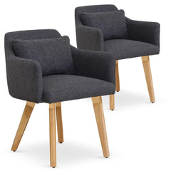 Ensemble de 2 fauteuils scandinaves Gybson en tissu gris foncé