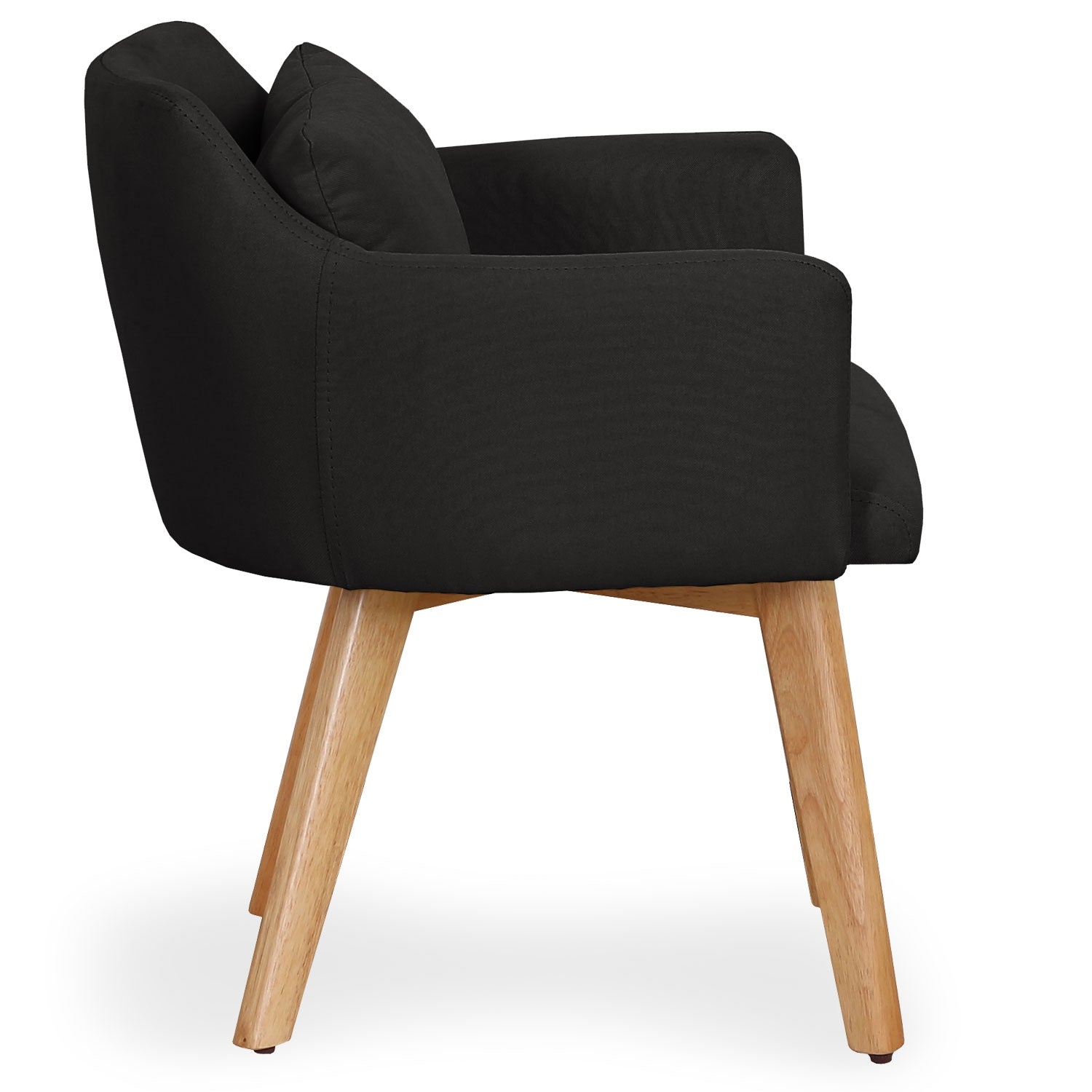 Fauteuil style nordique Gybson Tissu Noir vu de profil