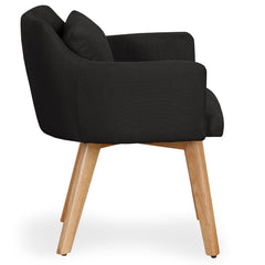 Fauteuil style nordique Gybson Tissu Noir vu de profil