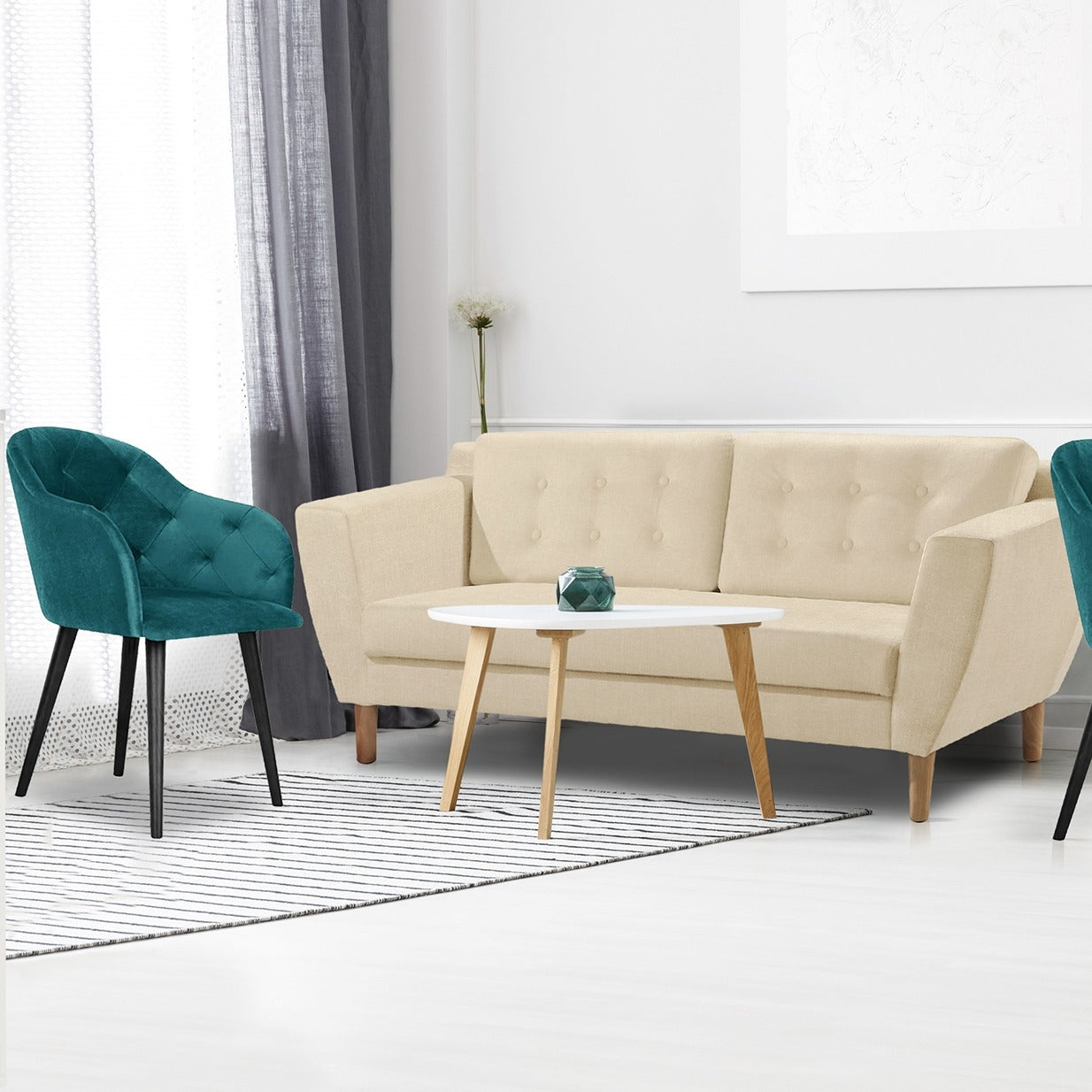 Canapé 3 places Gibus Tissu Beige