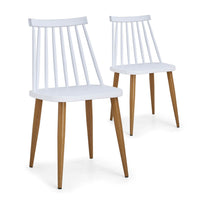 Lot de 2 chaises scandinaves en polypropylène blanc avec pieds en métal effet bois