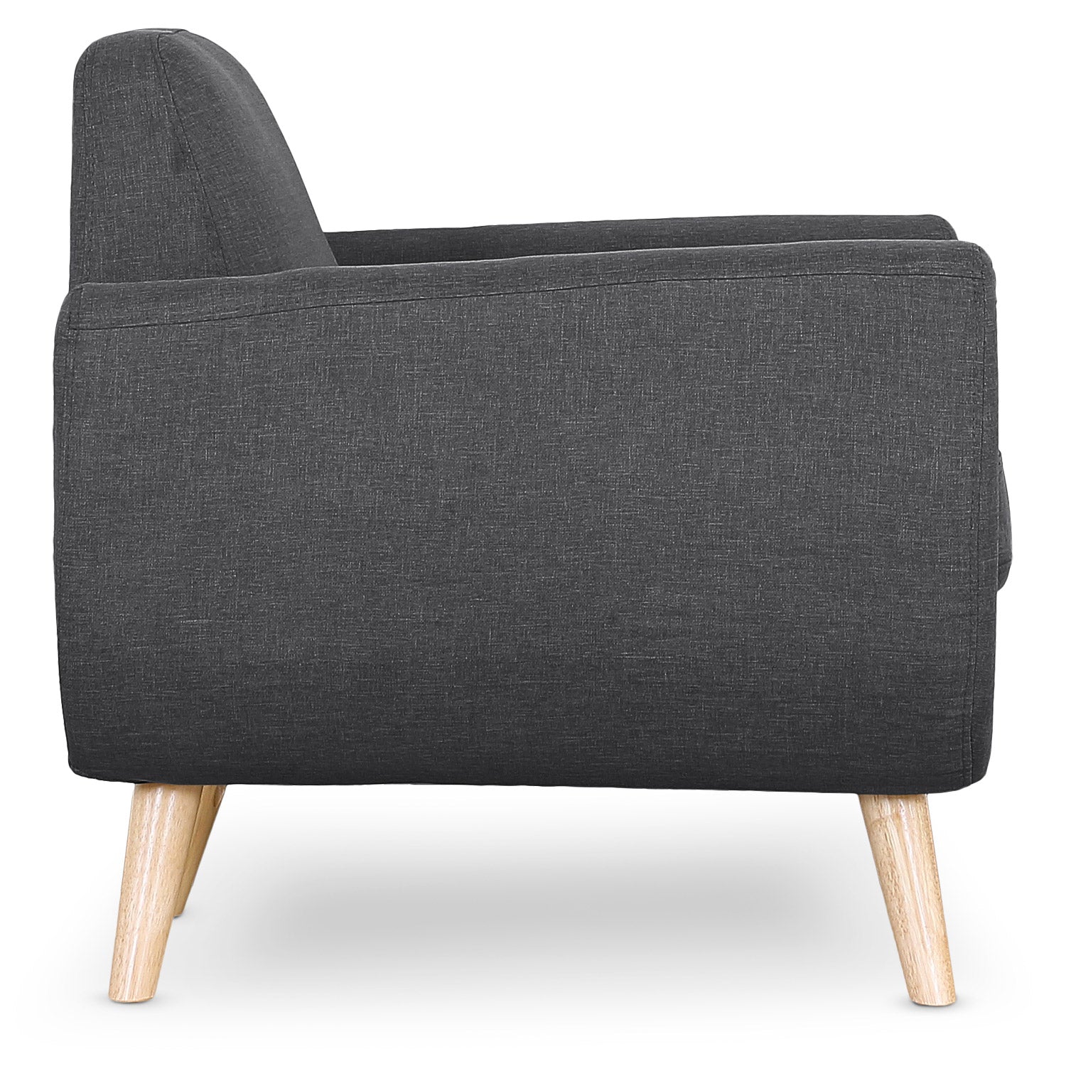 Fauteuil scandinave Danube Tissu Gris Foncé vu de profil