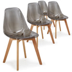 Lot de quatre chaises scandinaves Larry en plexi fumé