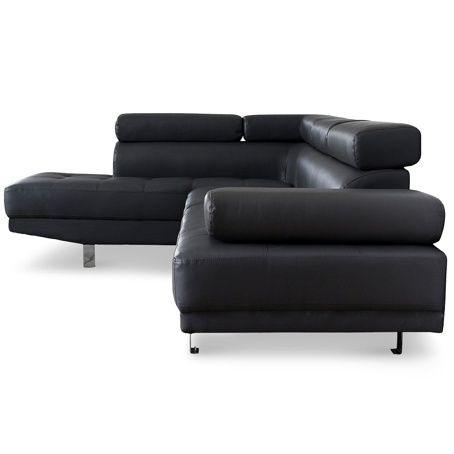 Canapé d'angle avec têtières relevables Alfa Noir