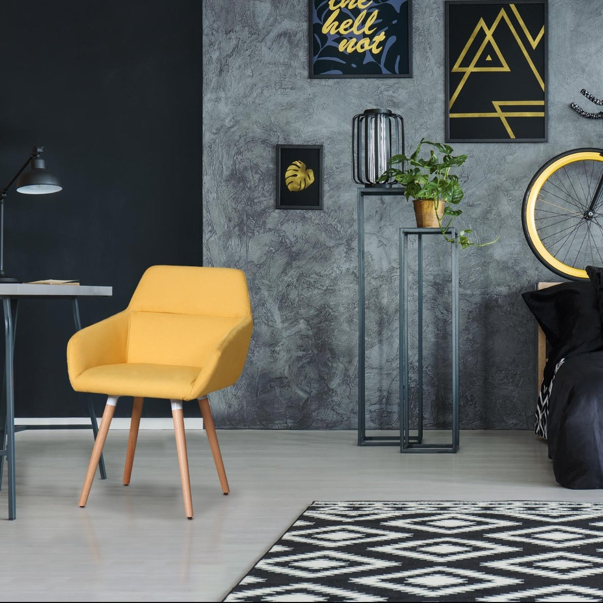 Chaise / Fauteuil scandinave Frida Tissu Jaune