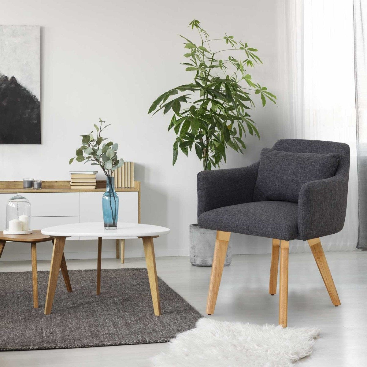 Chaise / Fauteuil scandinave Gybson Tissu Gris foncé