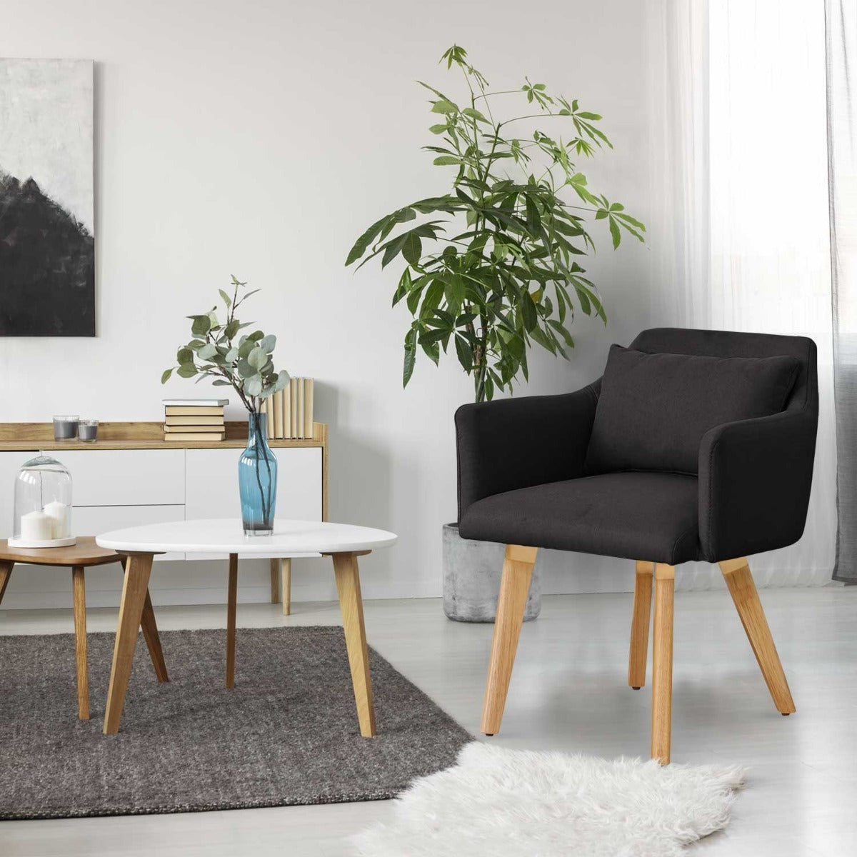 Lot de 2 fauteuils scandinaves Gybson Tissu Noir