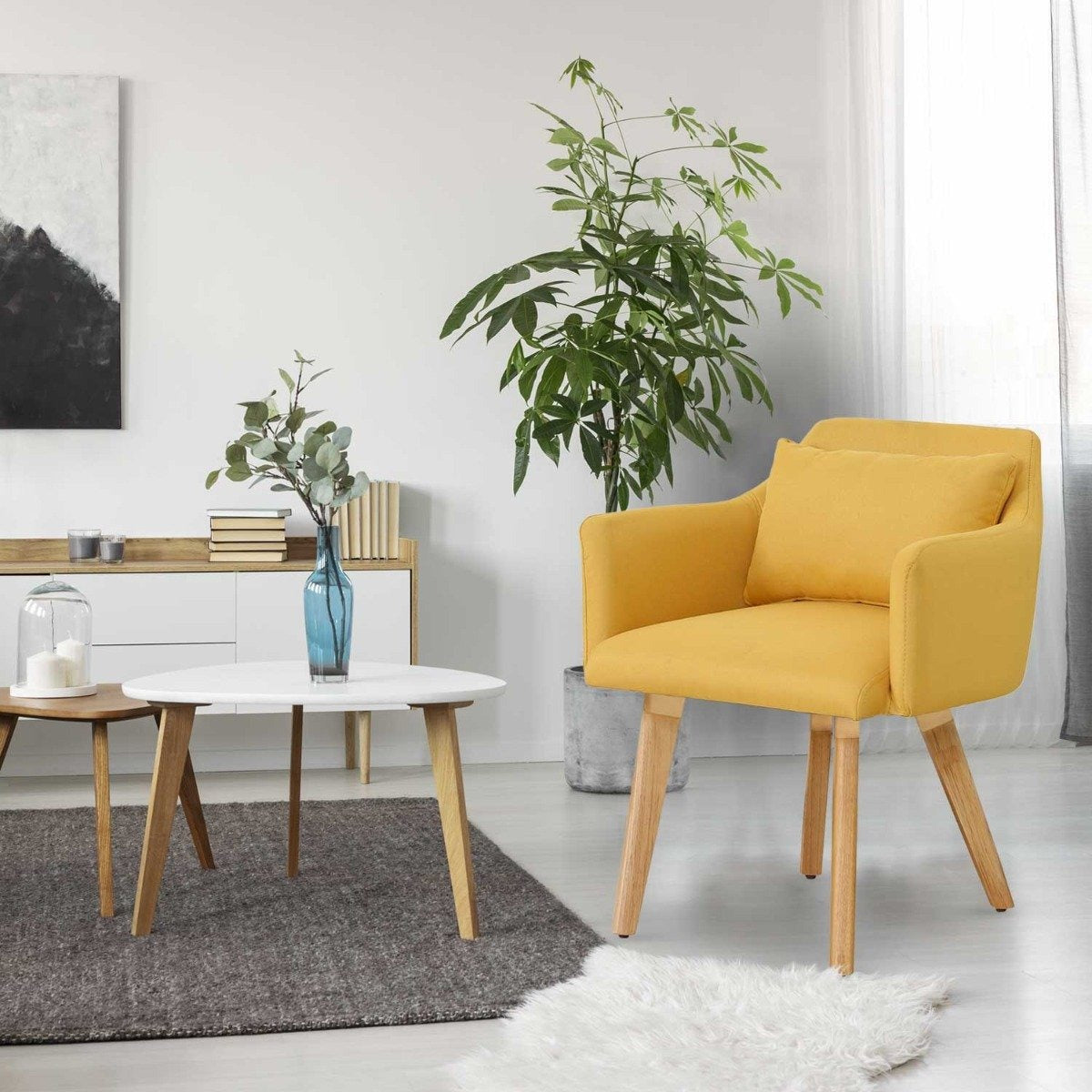 Chaise / Fauteuil scandinave Gybson Tissu Jaune