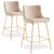 Lot de 2 chaises de bar en velours beige avec pieds dorés