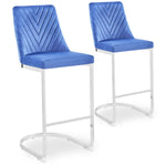 Lot de 2 chaises de bar en velours bleu