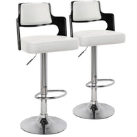 Ensemble de 2 chaises de bar en bois noir et simili cuir blanc