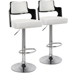 Lot de 2 chaises de bar Russel Bois Noir & Simili Blanc