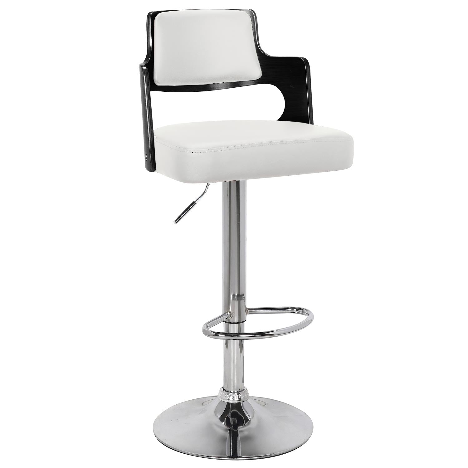 Lot de 2 chaises de bar Russel Bois Noir & Simili Blanc