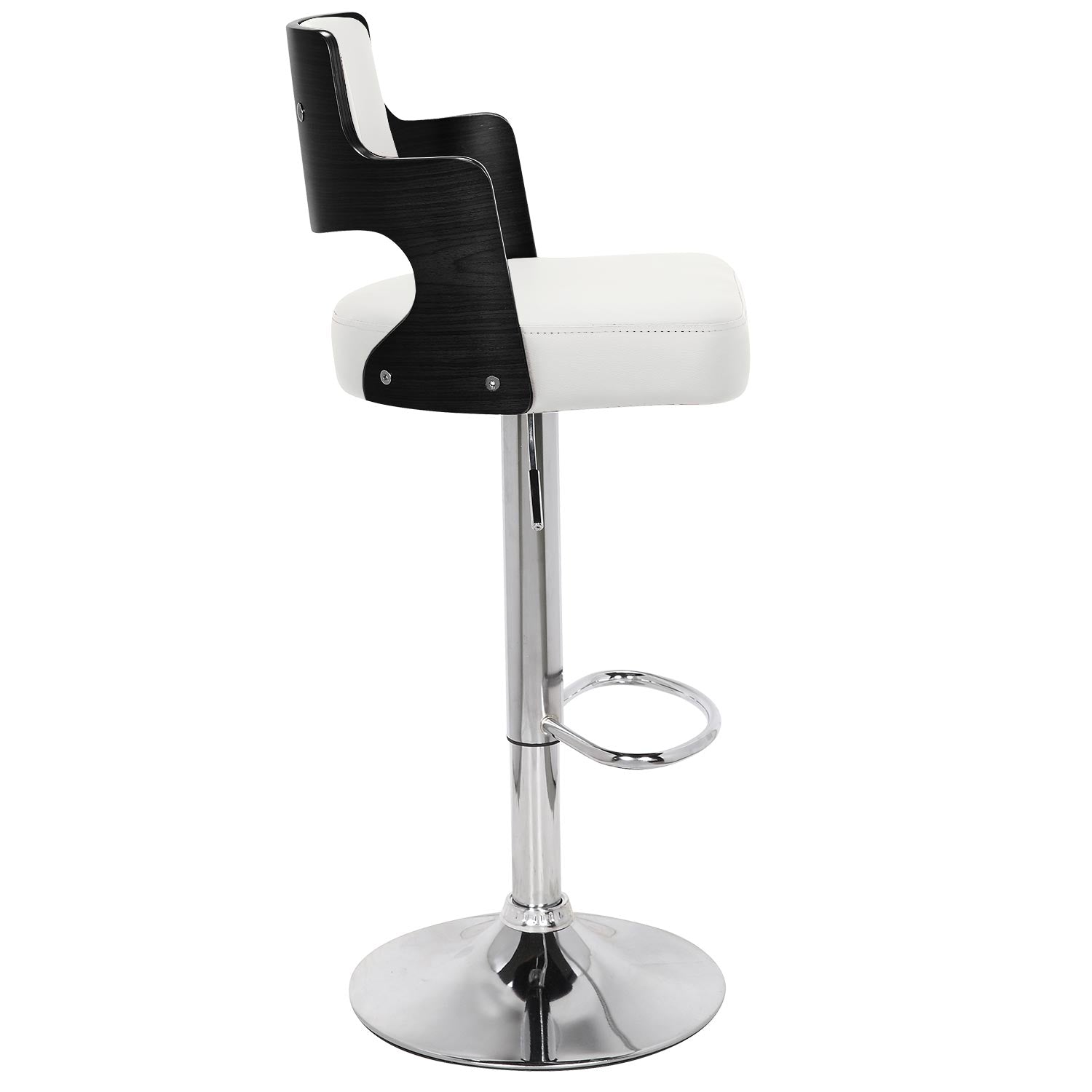 Lot de 2 chaises de bar Russel Bois Noir & Simili Blanc