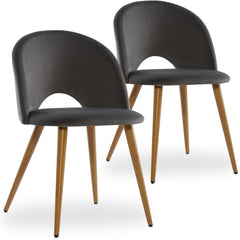 Lot de 2 chaises Yuzu Velours Gris