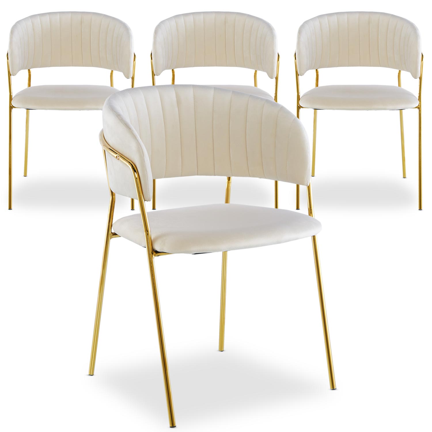 Lot de 4 chaises Tabata Velours Beige