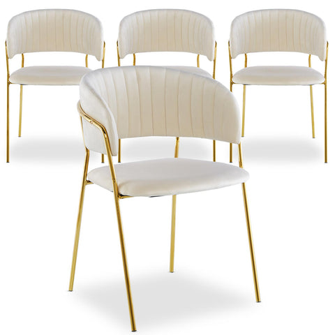 Lot de 4 chaises Tabata Velours Beige