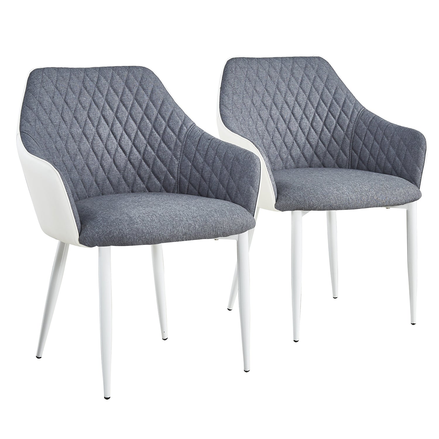 Lot de 2 Chaises/Fauteuils Louisa Gris et Blanc 
