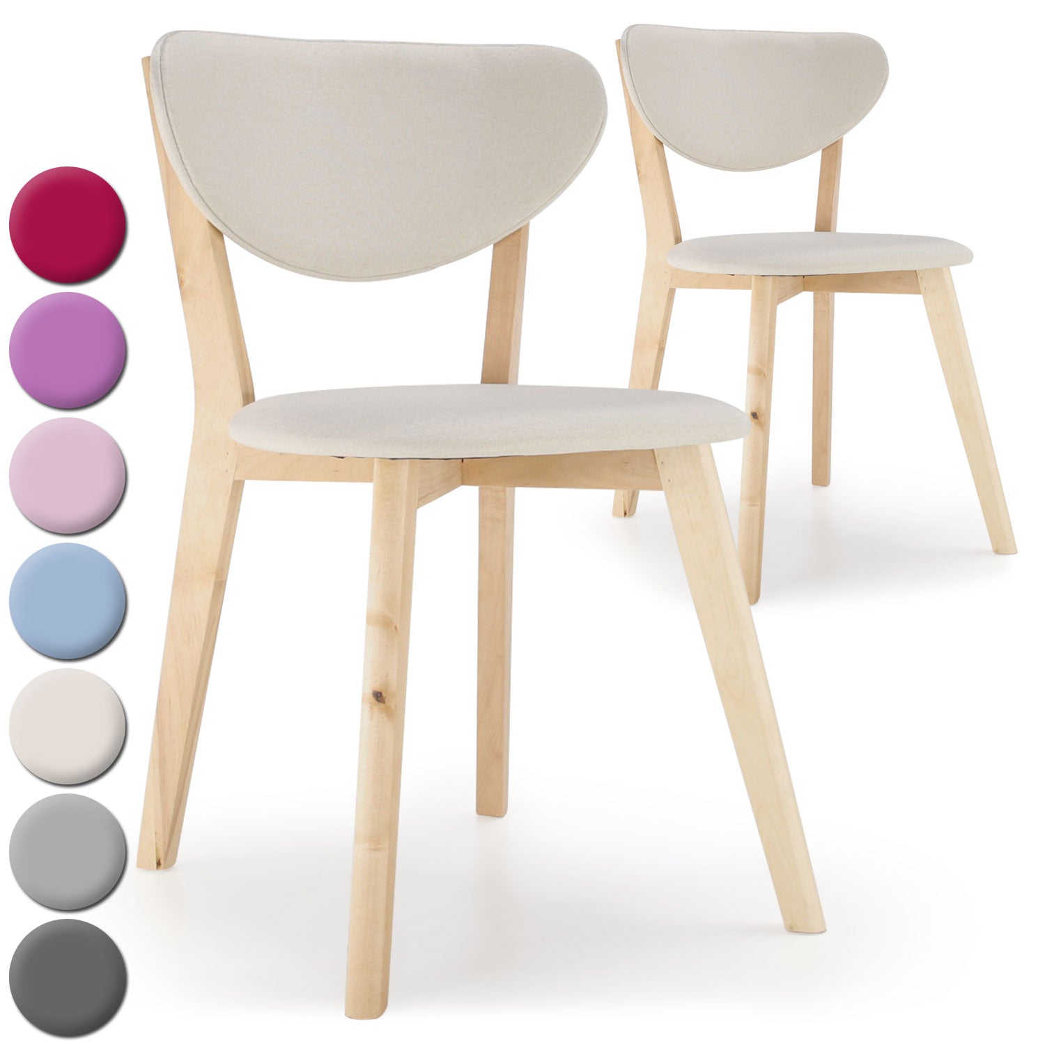 Lot de 2 chaise style scandinave Canada Crème