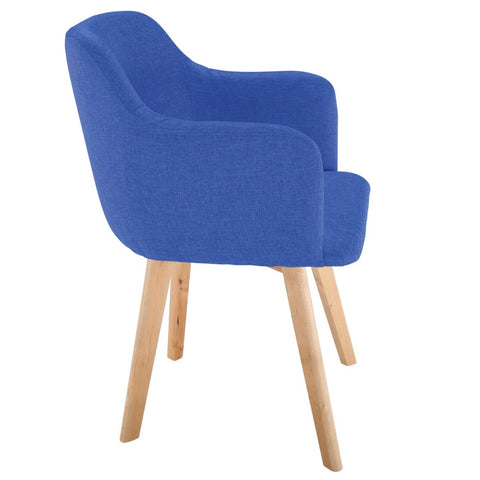 Silla escandinava de tela azul