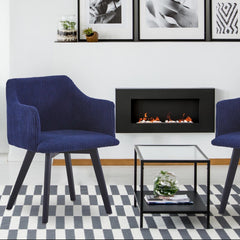 Chaise matelassée scandinave Candy en velours bleu