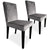 Lot de 2 chaises en velours argent avec pieds en bois