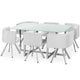 Table rectangulaire en verre blanche avec 6 chaises gain de place