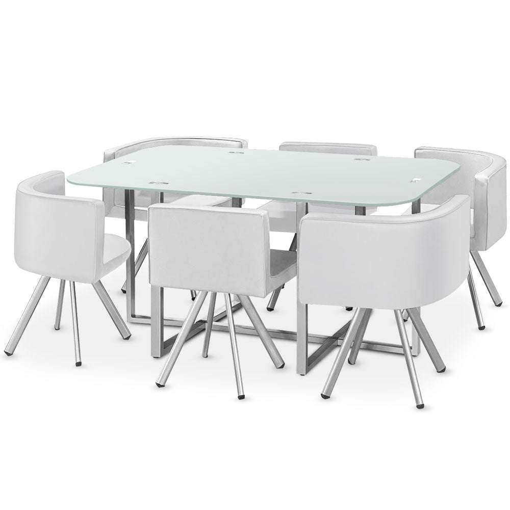 Table rectangulaire pratique gain de place Mosaic XL verre blanc