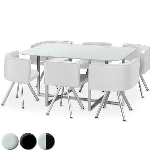 Table rectangulaire pratique gain de place Mosaic XL verre blanc