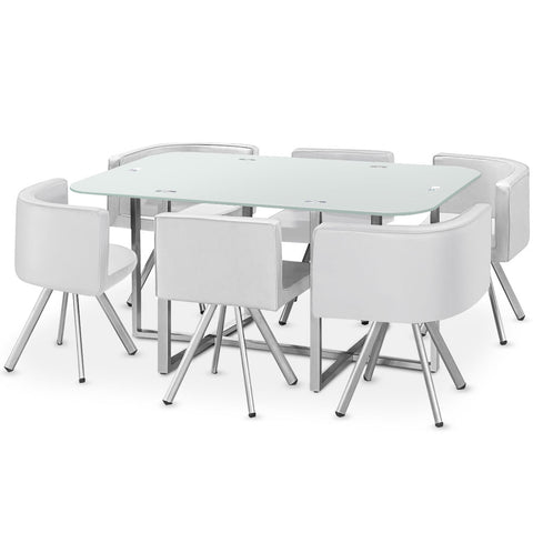 Table rectangulaire pratique gain de place Mosaic XL verre blanc