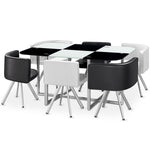 Table rectangulaire mosaïque XL bicolore noir et blanc avec 6 chaises