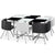 Table rectangulaire mosaïque XL bicolore noir et blanc avec 6 chaises