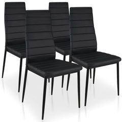 Lot de 4 chaises matelassées simili-cuir noir et pieds métal Stratus