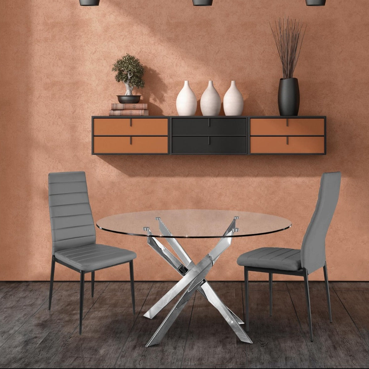La chaise matelassée Stratus Gris