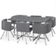 Table mosaïque rectangulaire en verre gris avec 6 chaises