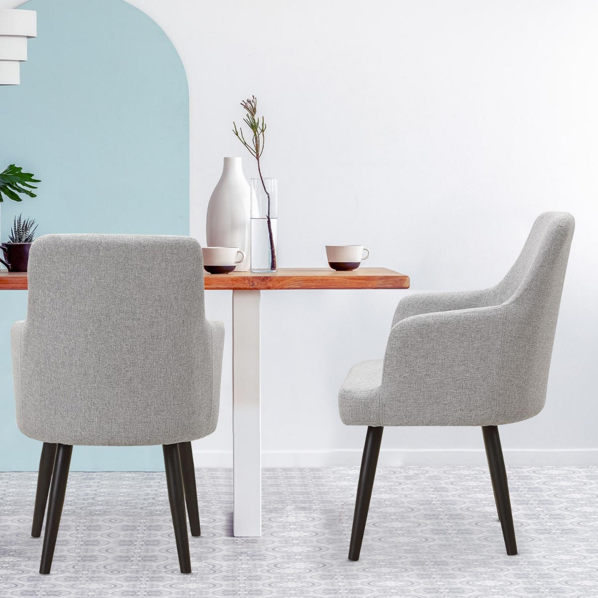 Lot de 2 Fauteuils Neiva Tissu Gris Clair