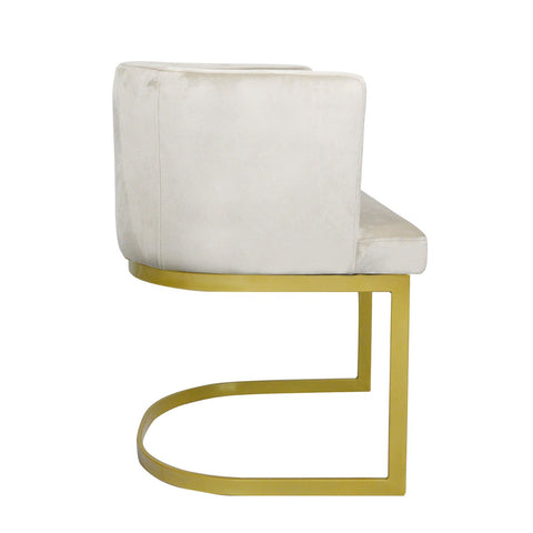 Chaise en velours taupe avec pieds dorés
