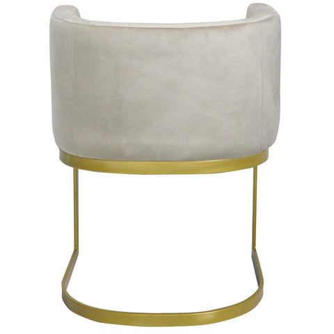 Chaise en velours taupe avec pieds dorés