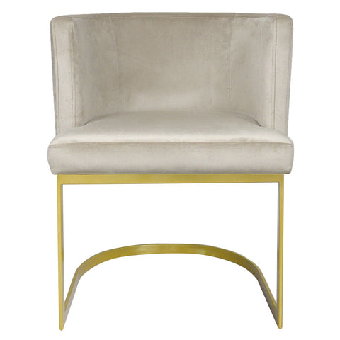 Chaise en velours taupe avec pieds dorés