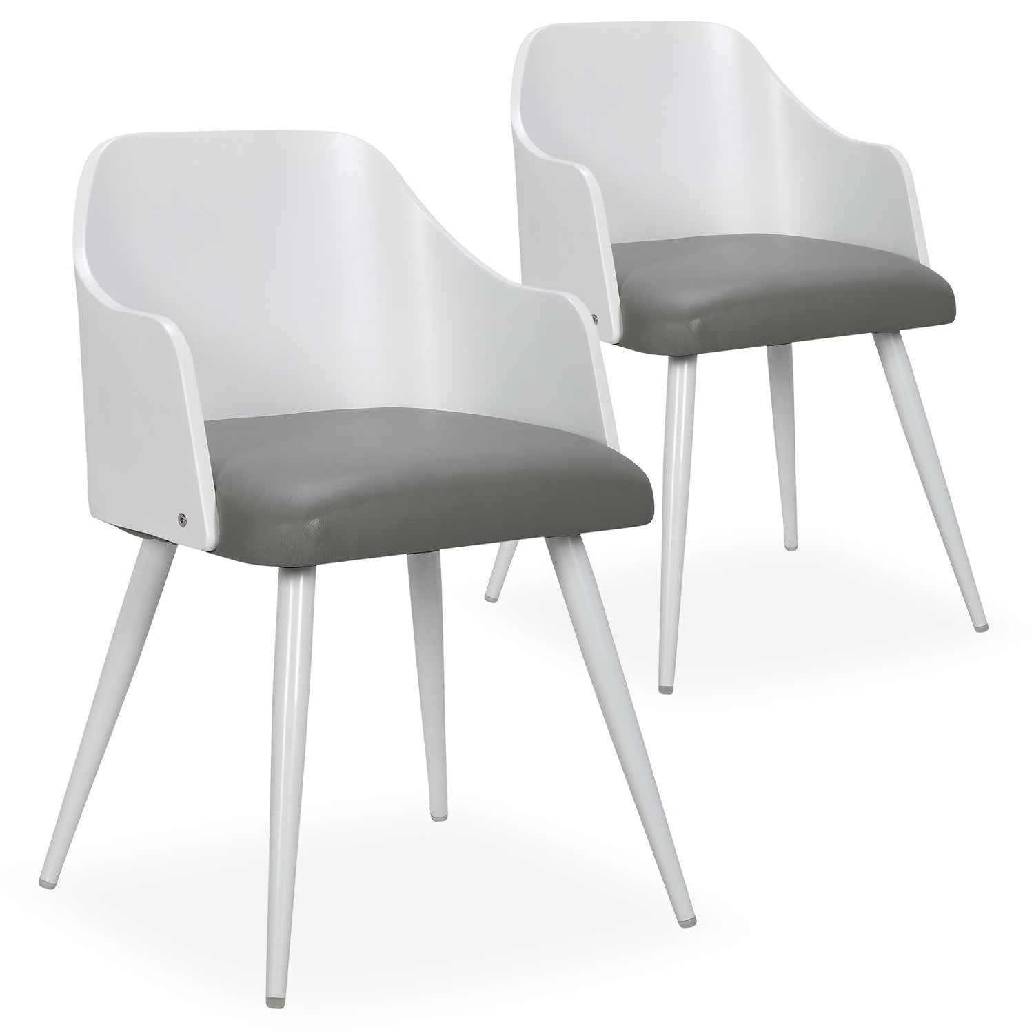 Lot de 2 chaises scandinaves Persane Bois Blanc et Simili Gris