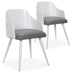 Lot de 2 chaises scandinaves Persane Bois Blanc et Simili Gris