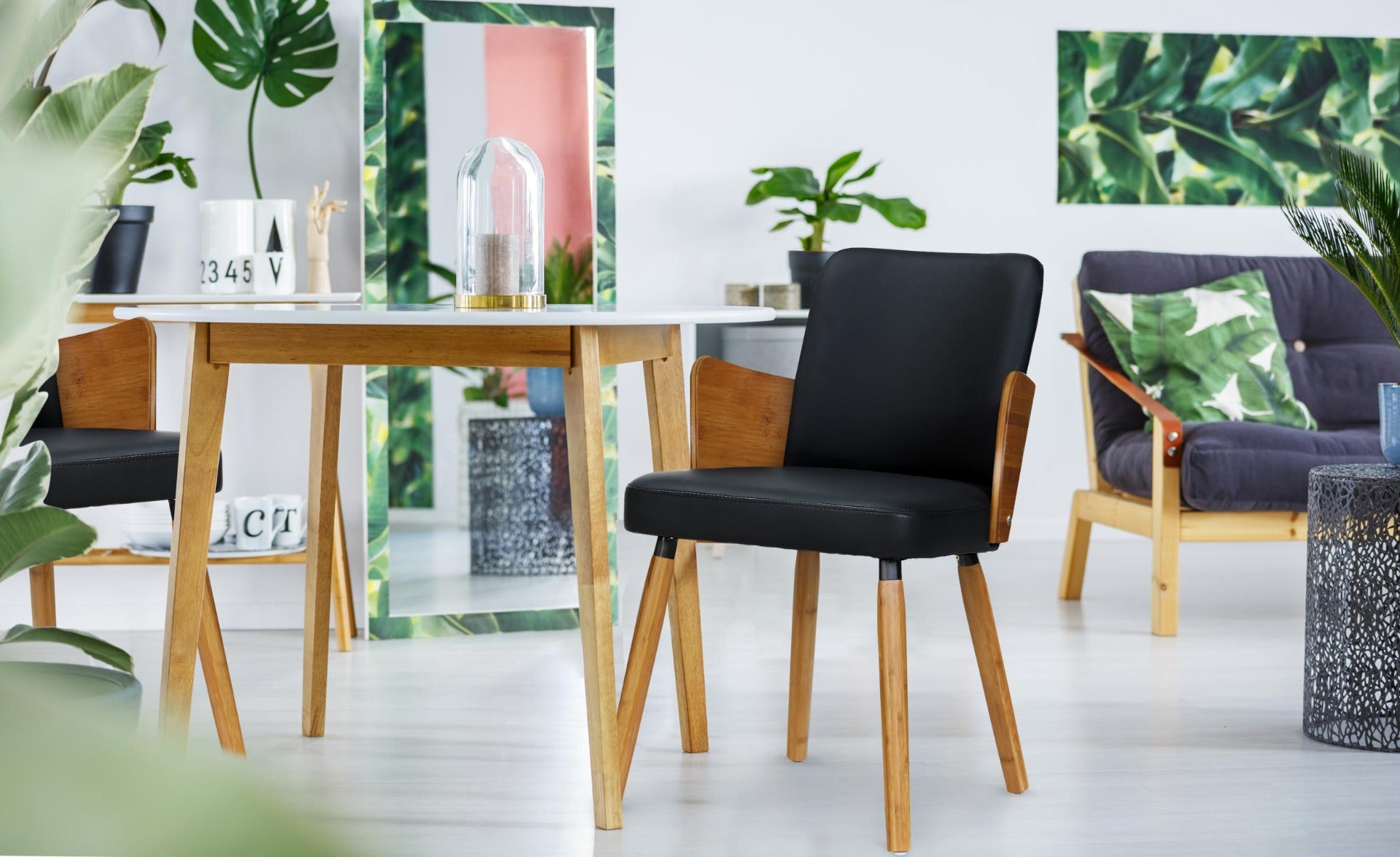 Lot de 2 chaises scandinaves Phibie bois naturel et Noir