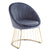 Chaise avec dossier arrondi en velours gris et pieds dorés