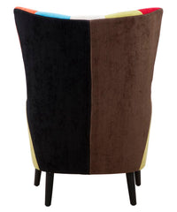 Fauteuil Impérial en bois et tissu patchwork