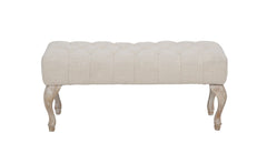 Banc en bois et tissu beige style shabby chic