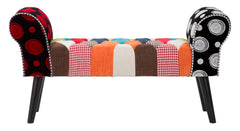 Banc patchwork Impérial en bois et tissu