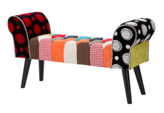 Banc patchwork Impérial en bois et tissu