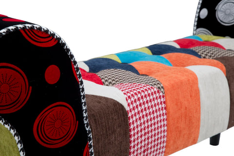 Banc patchwork Impérial en bois et tissu